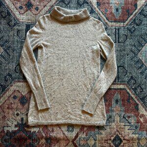 Talbots Pure Cashmere Speckled Turtleneck Sweater Beige Womens XS Luxury Soft